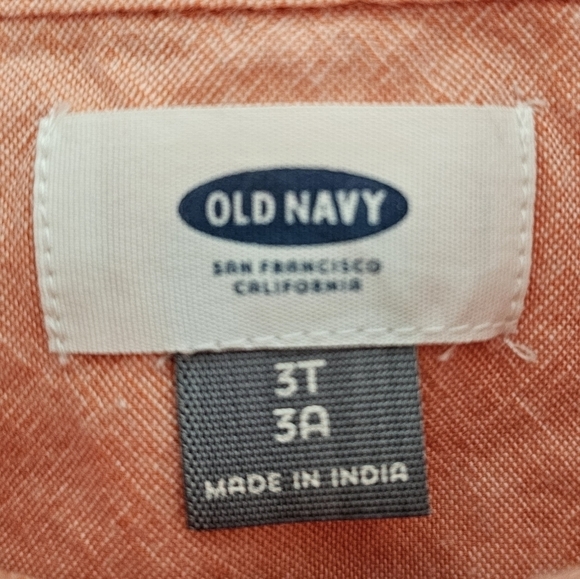 Bundle Old Navy button down collared shirt yellow green peach 3T bundle cotton - Picture 7 of 9